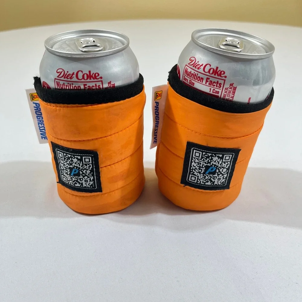 Progressive Can Cozy UnisexOrange Puffer Quilted Insulated 2pc Set